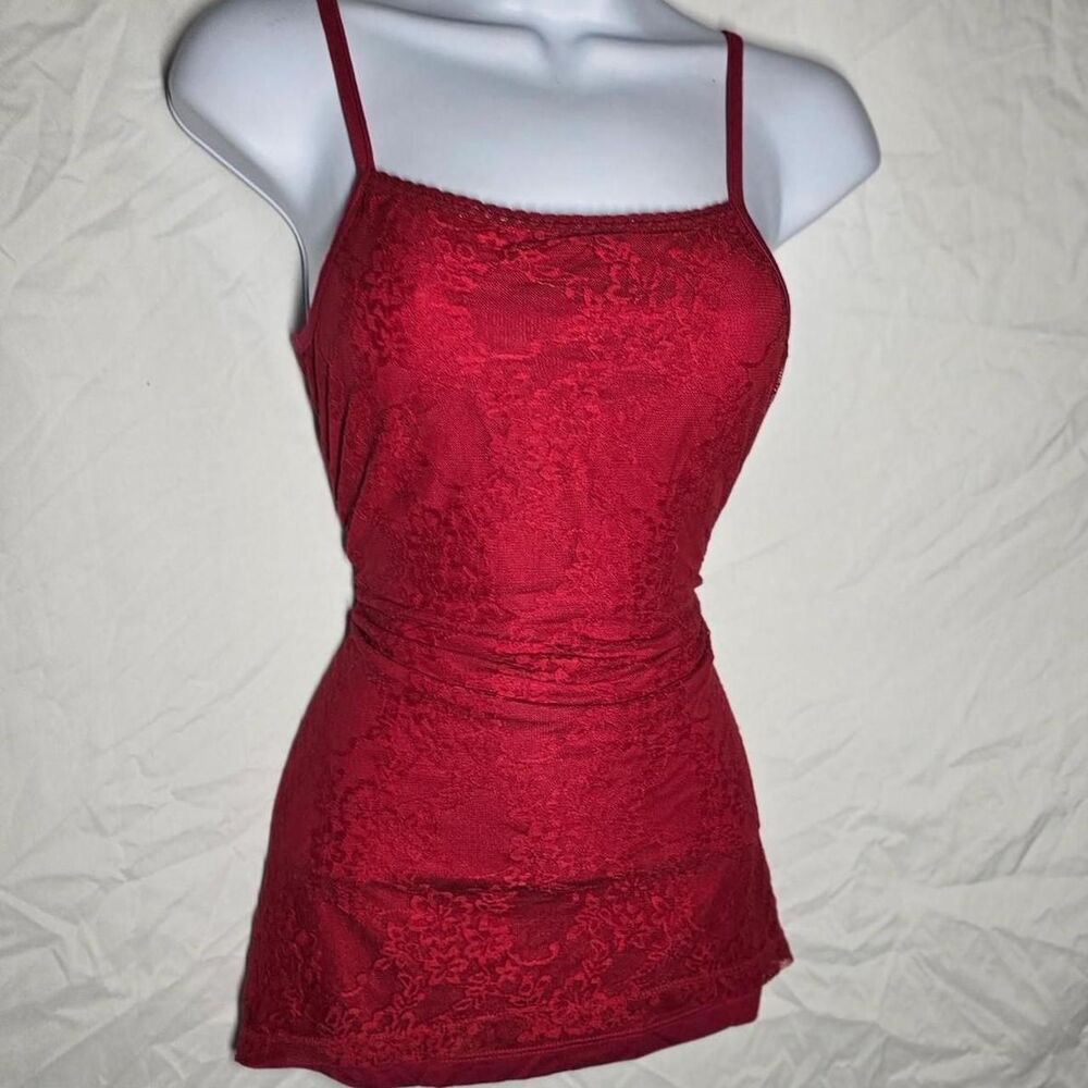 red y2k 90s whimsigoth gothic lace front tank top